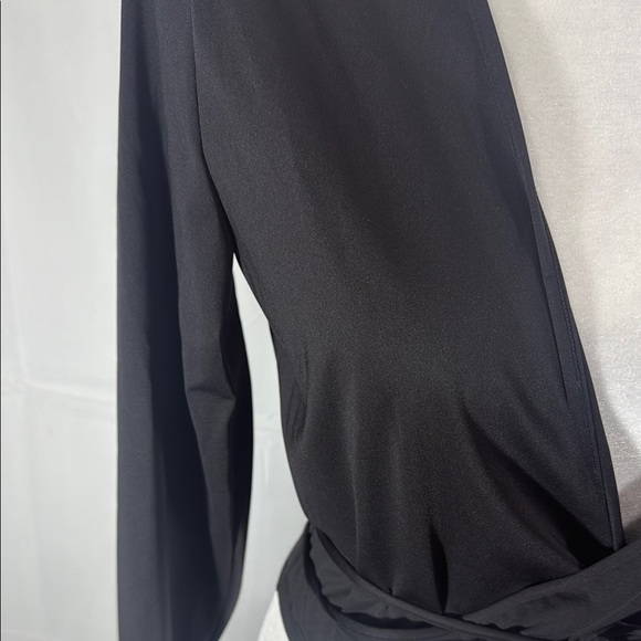 Popilush Black Long Sleeve Wrap Blouse with Tie Front - Picture 5 of 7